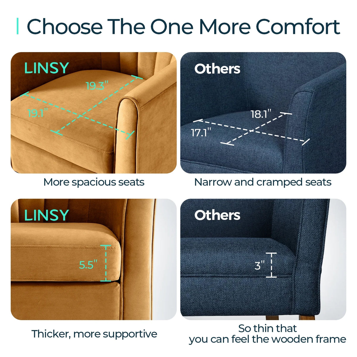 LINSY HOME Swivel Accent Chair with Ottoman, Velvet Barrel Chair for Living Room, Blue