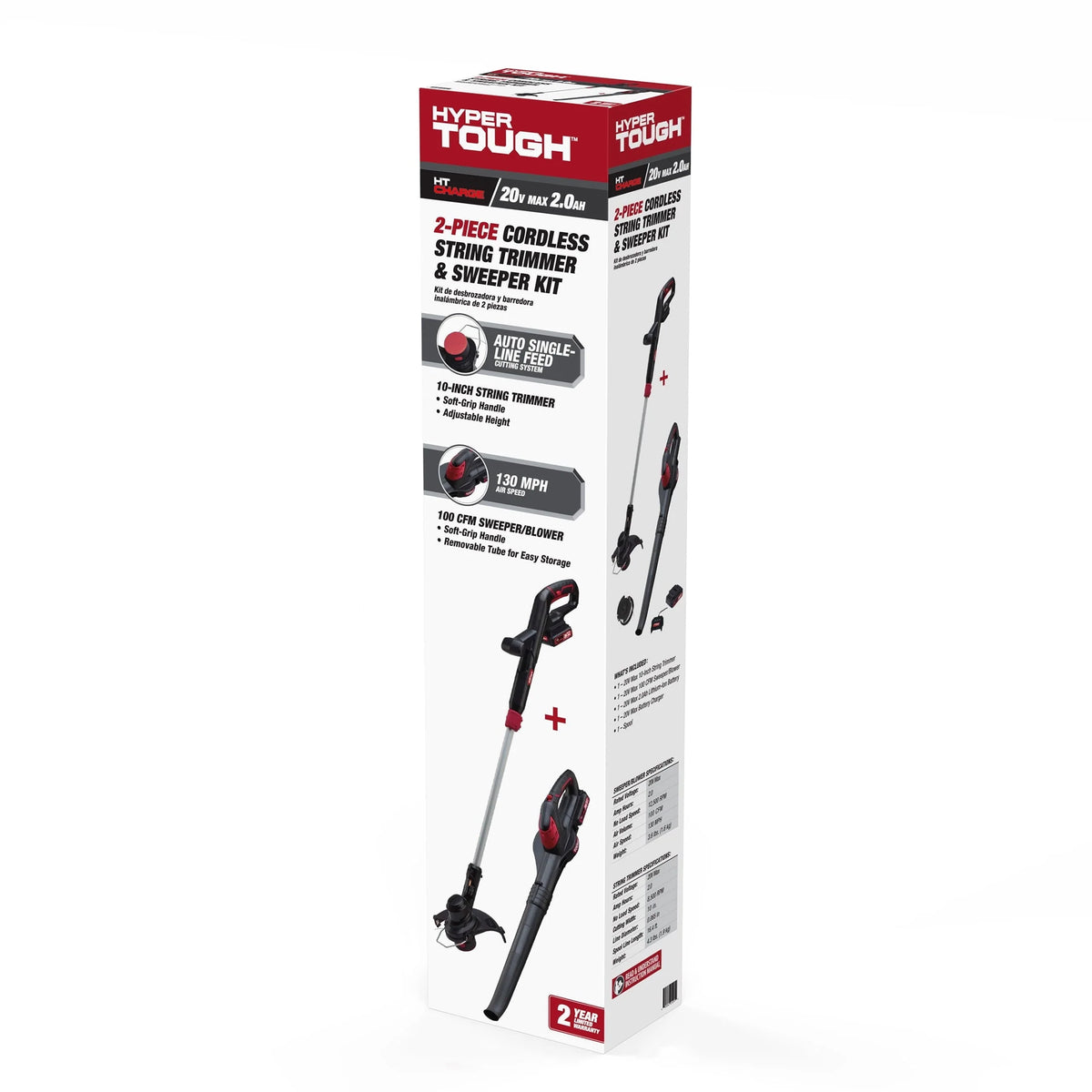 Hyper Tough 20V Max Cordless Combo Kit, 10-inch String Trimmer & 130 mph Sweeper
