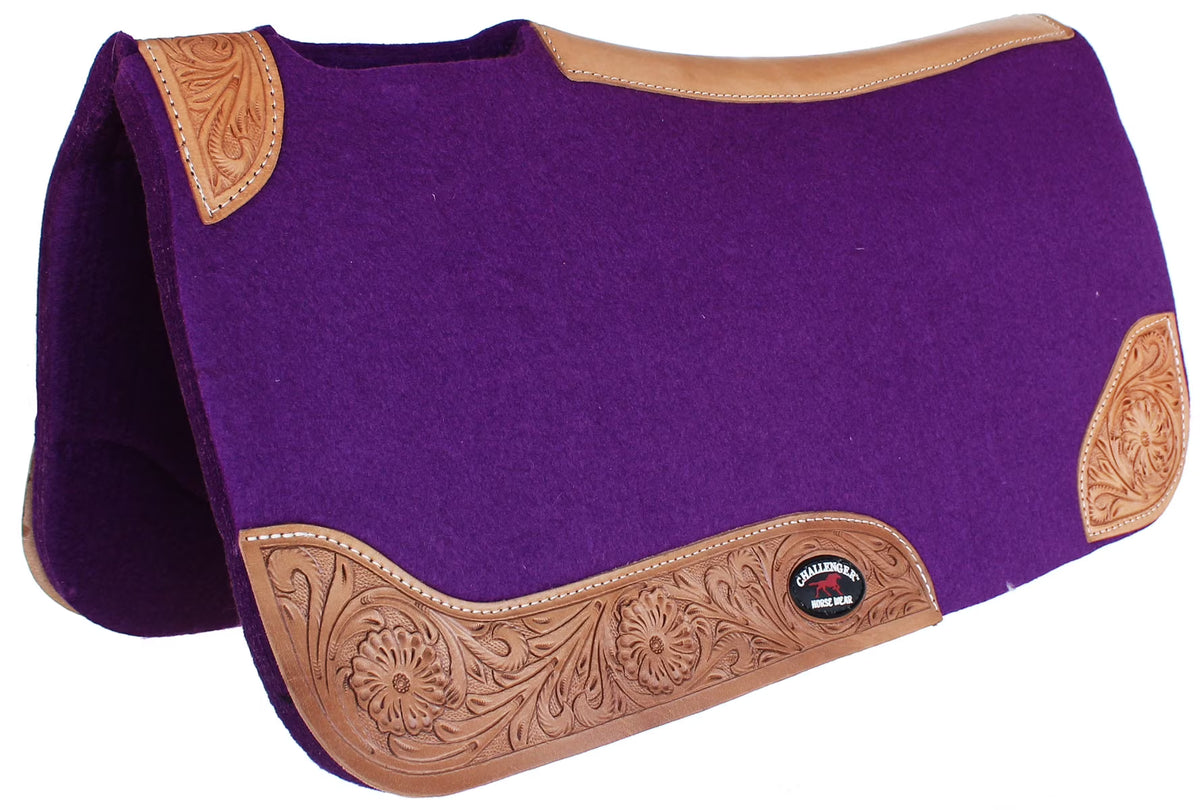 Challenger Horsewear Breathable Western Contoured Wool Felt Moisture Wicking Saddle Pad