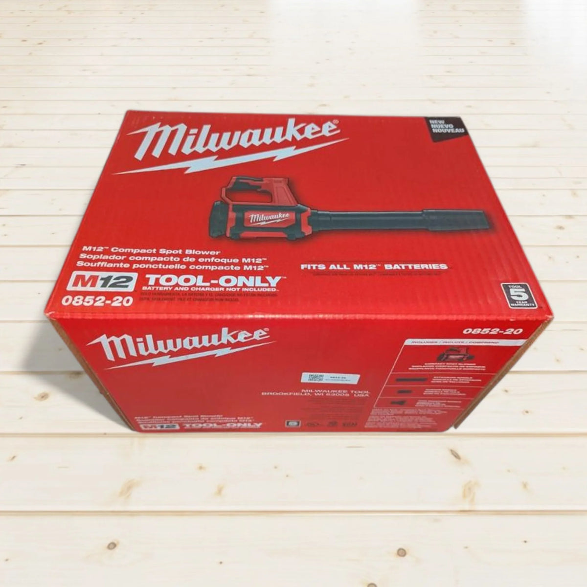 Milwaukee 0852-20 M12 Compact Spot Blower �C Cordless Jobsite Blower with 175 CFM, Variable Speed, & Nozzles for Cleanup (Bare Tool)