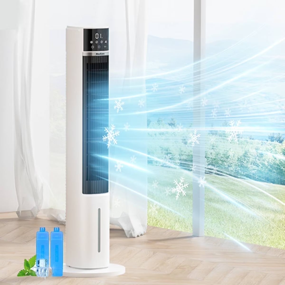 MaxKare 3-in-1 Tower Fan, Air Cooler with FCC & ETL, Humidifier for Office & Bedroom, 40'' High, White