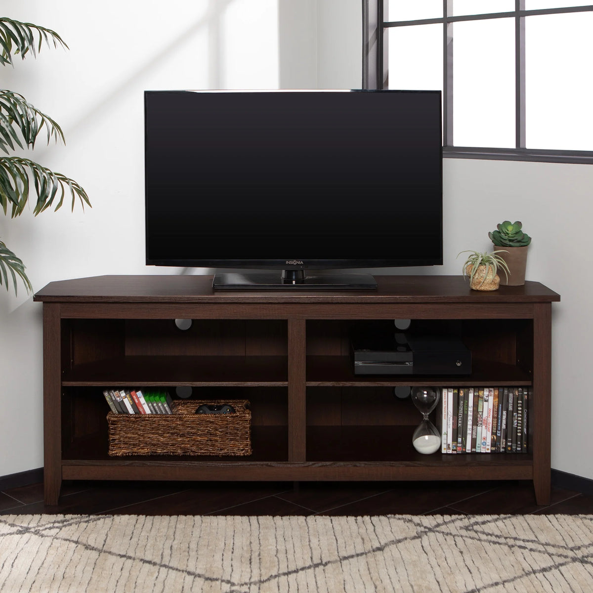 Walker Edison Corner TV Stand Console for TVs up to 64" - Black