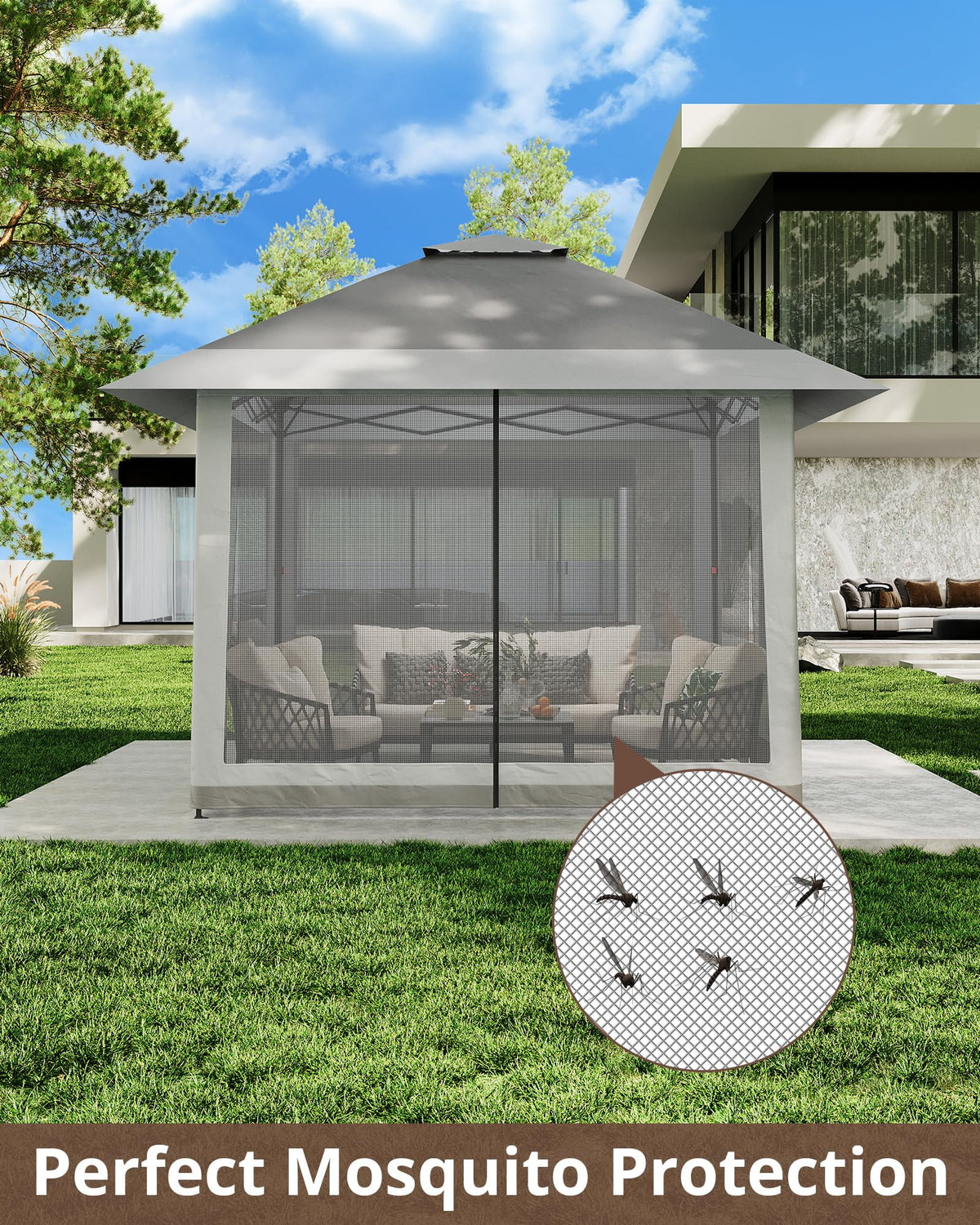Accreate 13' X 13' Outdoor Patio Gazebo,Outdoor Canopy Tent with Mosquito Netting,Backyard Tent for Party, Wedding, Outdoor Dining, Patio, Backyard
