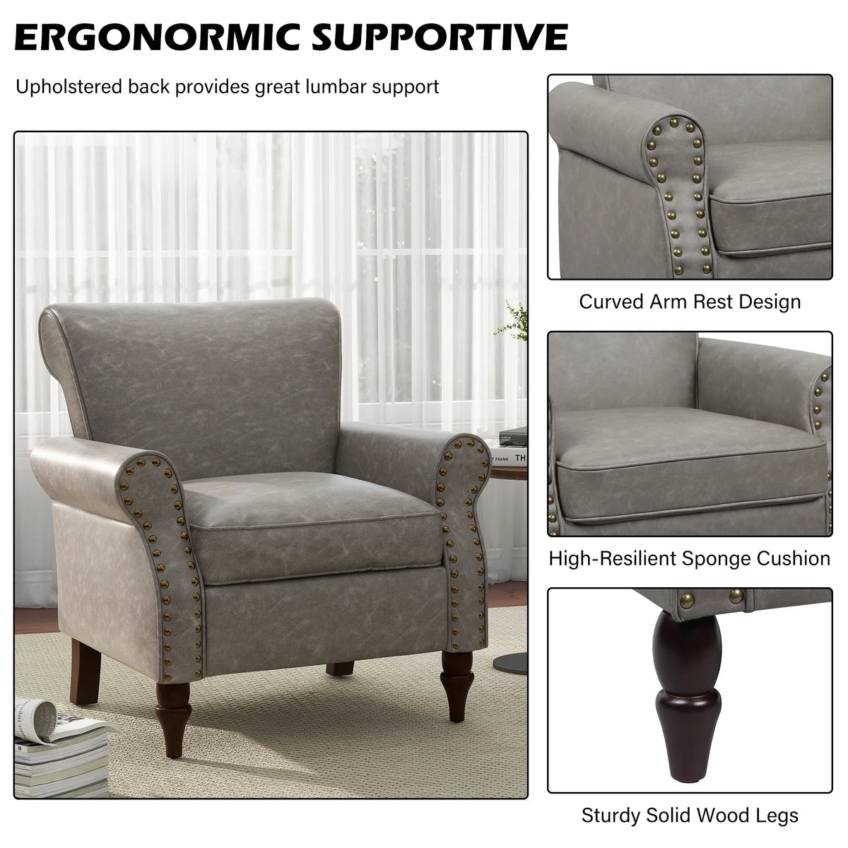 DREAMSIDEA Accent Chairs Upholstered Pattern Morden Armchair Comfy Linen Fabric Single Sofa for Living Room, Pattern White