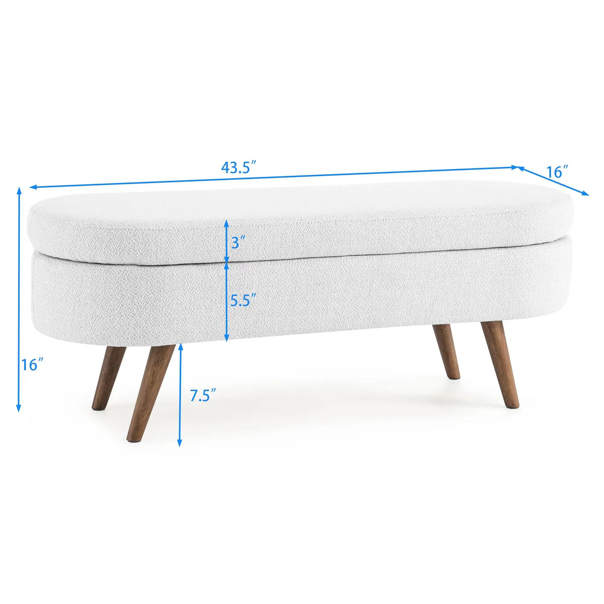 Furniliving Modern Upholstered Button Tufted Storage Ottoman Entryway Bench, Ivory