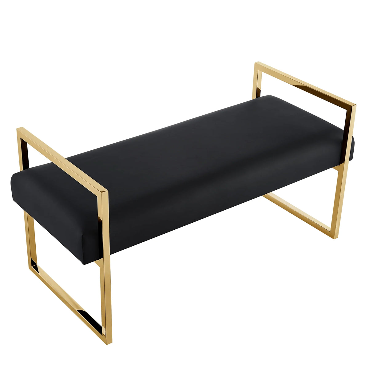 Madisen Velvet Bench with Gold Frame, Navy