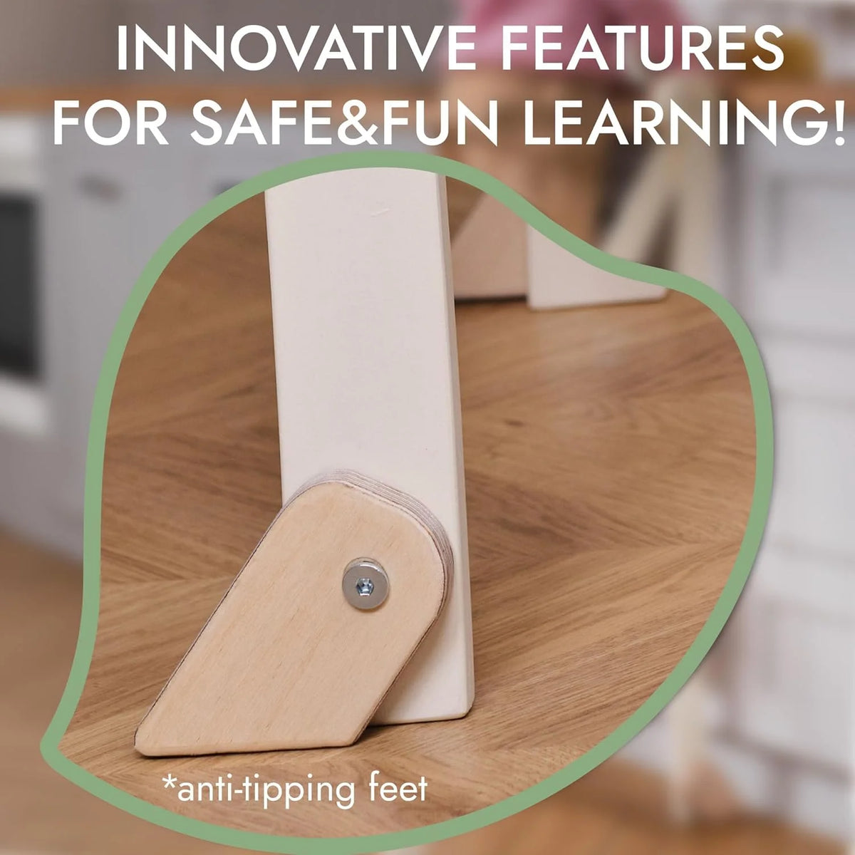 Folding Wooden Kitchen Standing Stool for Toddlers �C Safe & Compact Learning Step Stool, Ages 18 Months+