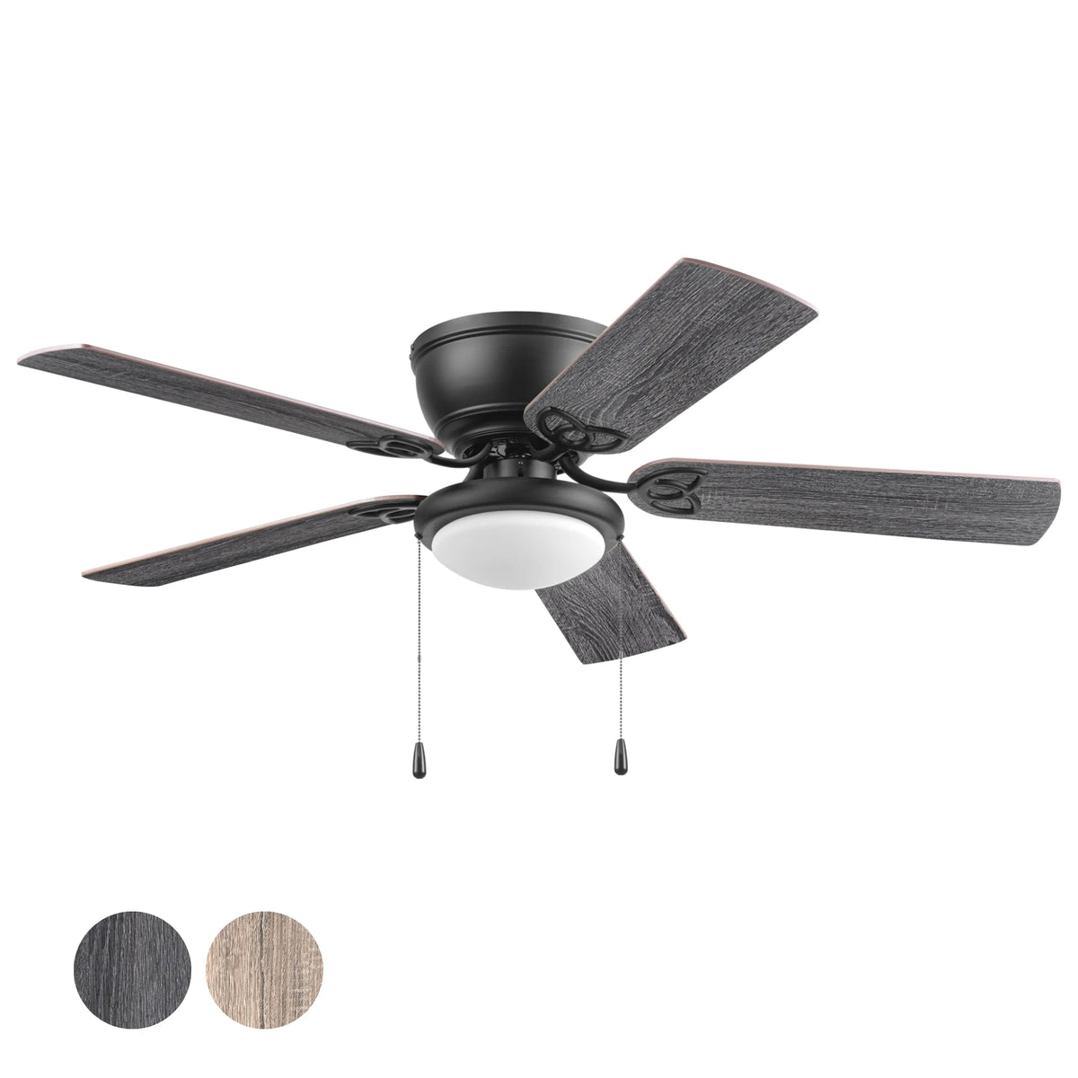 Mainstays 52" Black Traditional Indoor Ceiling Fan with Light, Pull Chain Control & Reverse Airflow