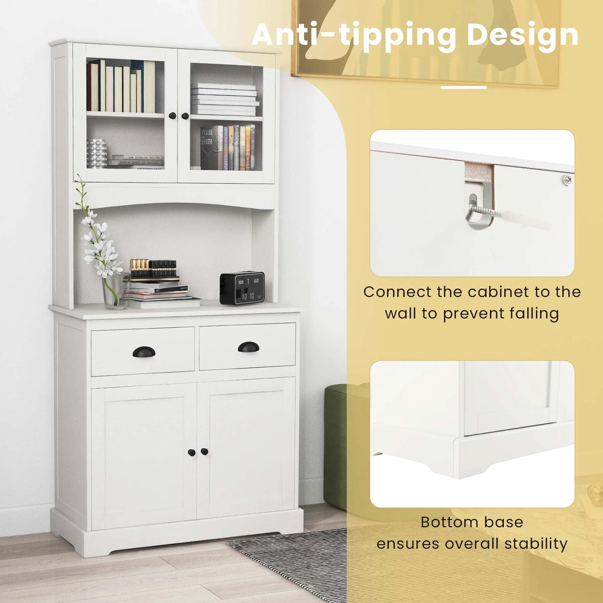 Costway 67'' Storage Cabinet Closet Kitchen Pantry Cupboard with Adjustable Shelves White