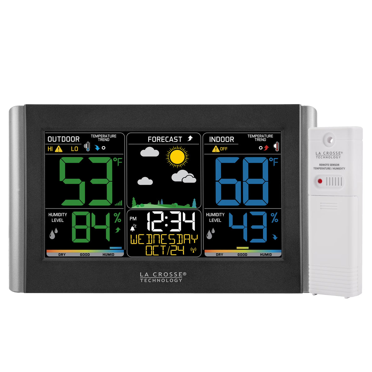 La Crosse Technology Wireless Digital Color Weather Station with Alerts, Black, C85845-INT