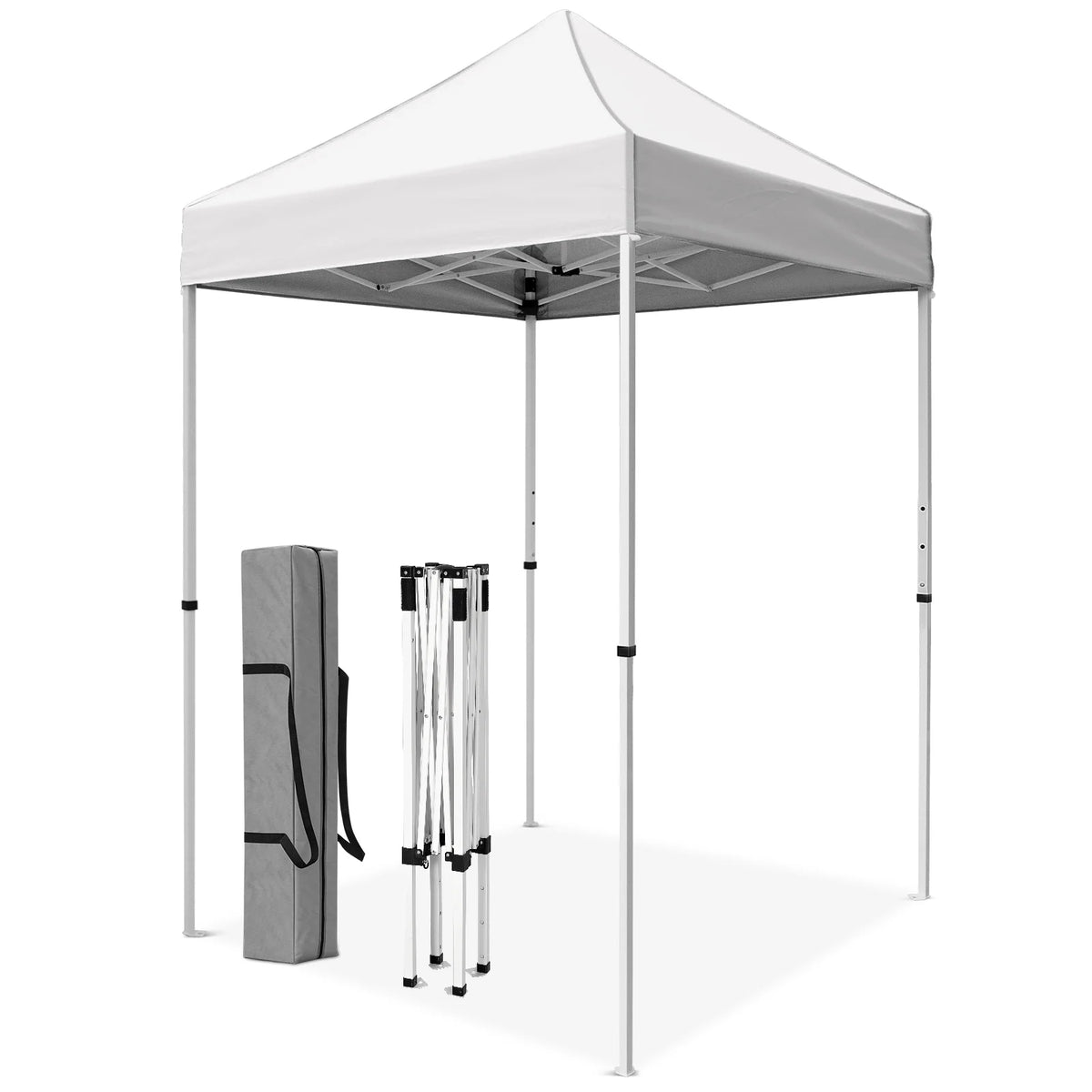INTER HUT 5x5 Outdoor Pop up Canopy Gazebo, Instant Easy Set up Outdoor Canopy Commercial Fair Shelter, Beige