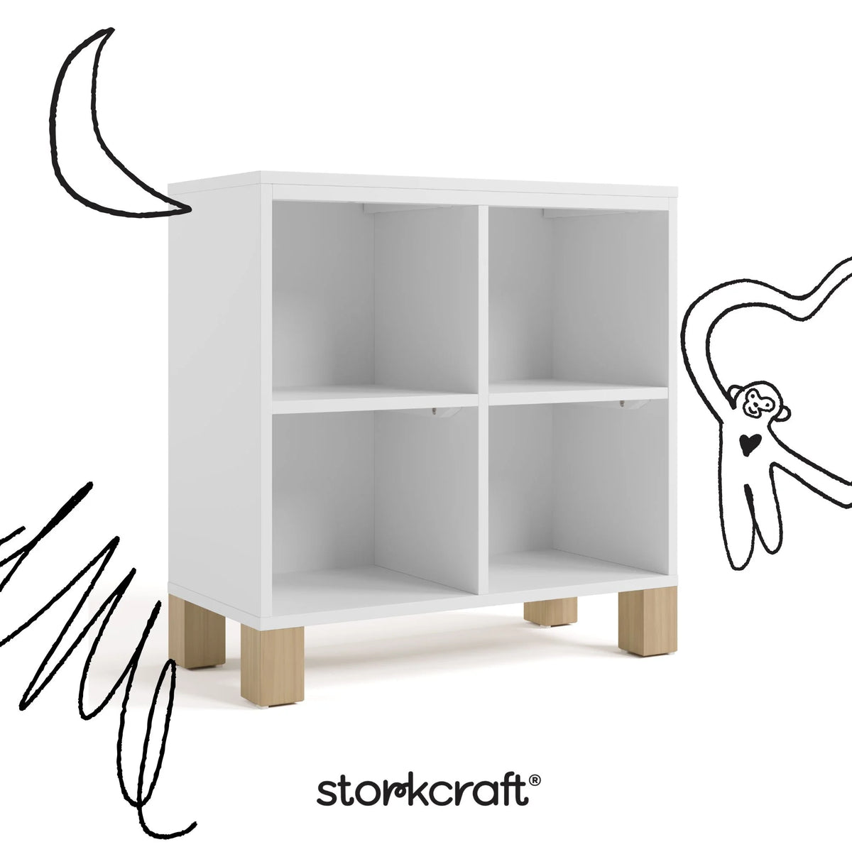 Storkcraft California Cube Organizer Children's Bookcase, Blush with Driftwood