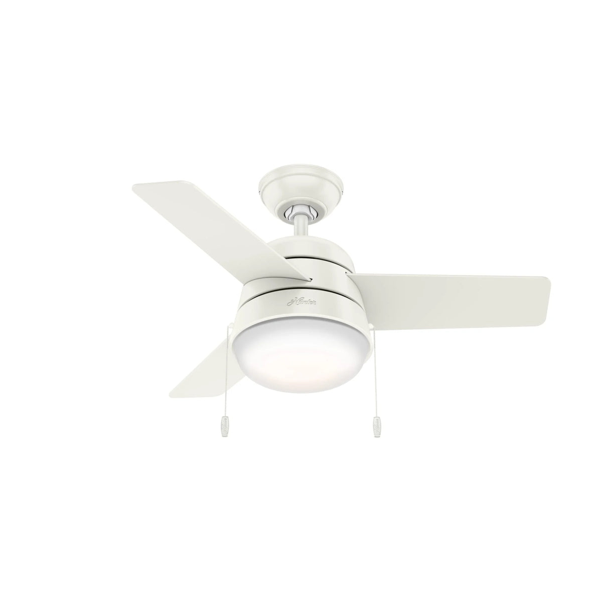 Hunter - Aker Indoor Ceiling Fan With Light, 36-inch, Fresh White, Modern-style, 3-speed WhisperWind Motor, 59301, for Living Rooms, Bedrooms