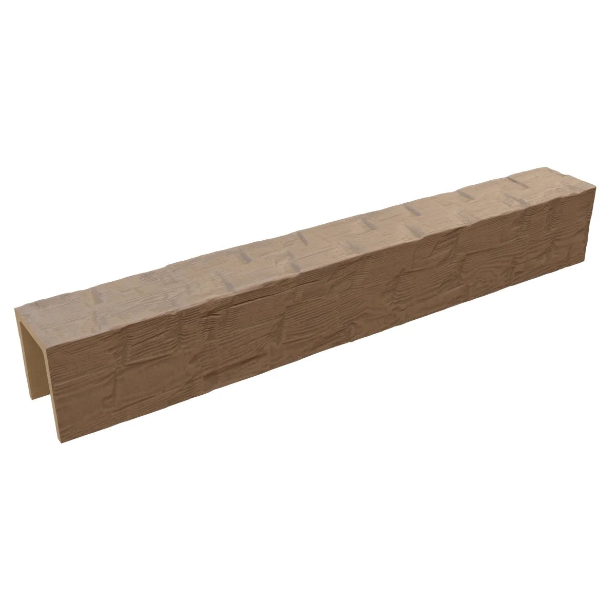 Ekena Millwork 3 1/2"W x 3 1/2"H x 120"L 3-Sided (U-Beam) Reclaimed Axed Cut HeritageTimber Faux Wood Ceiling Beam, Kona Brown
