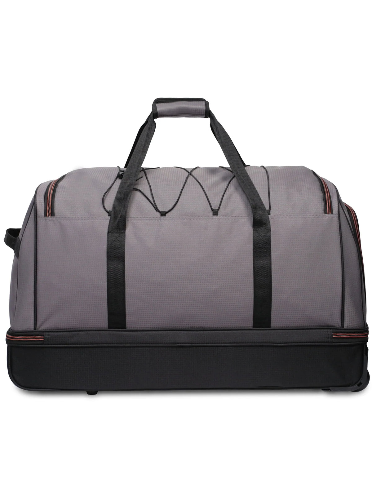 Protege Rolling Drop-Bottom Duffel Bag for Travel, 30 in, Black and Grey