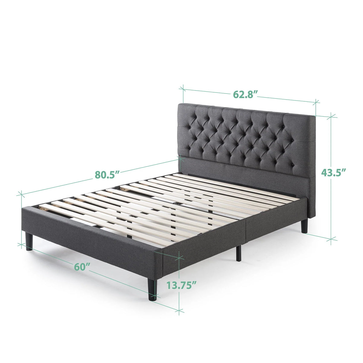 Zinus Misty 43" Upholstered Platform Bed Frame, Queen