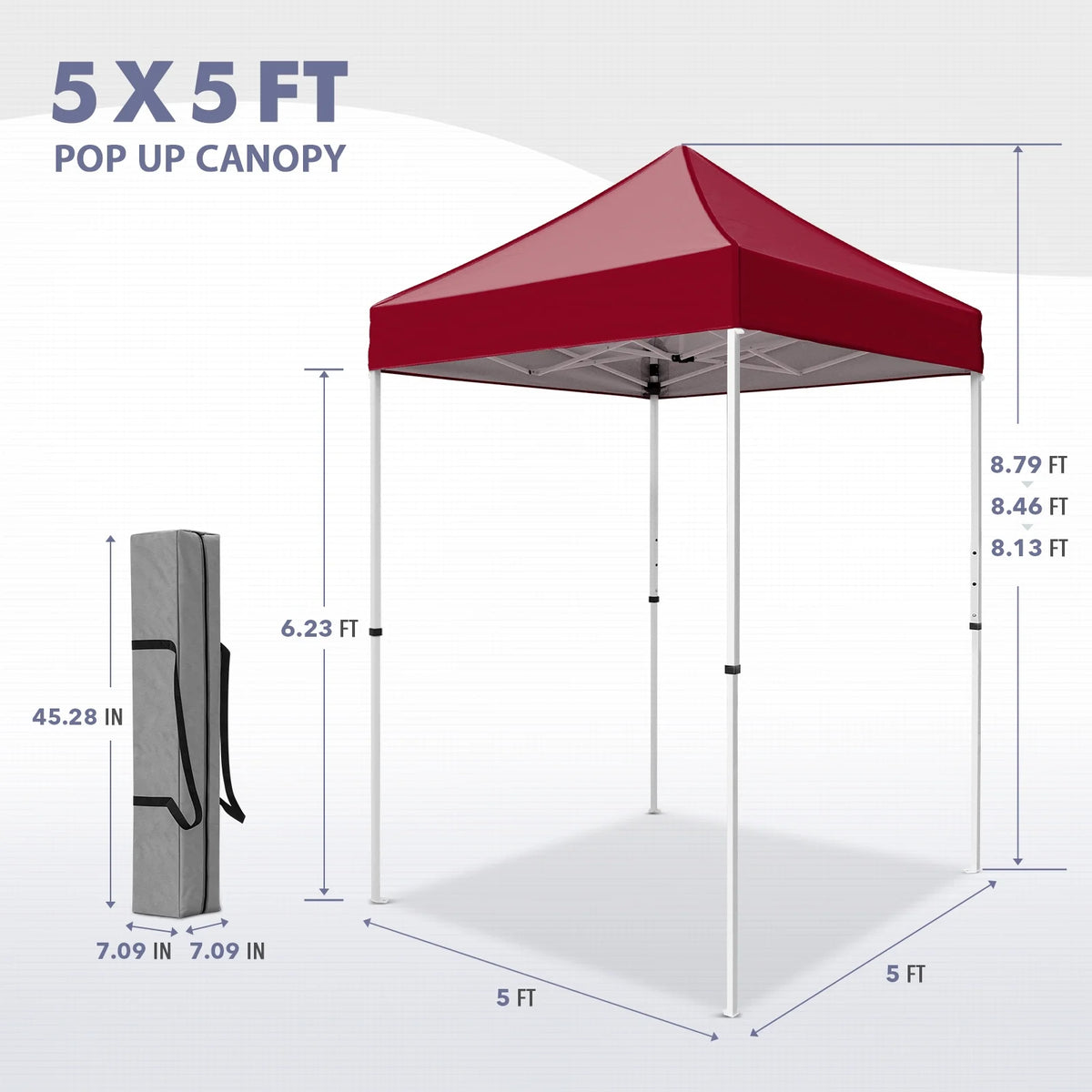INTER HUT 5x5 Outdoor Pop up Canopy Gazebo, Instant Easy Set up Outdoor Canopy Commercial Fair Shelter, Beige