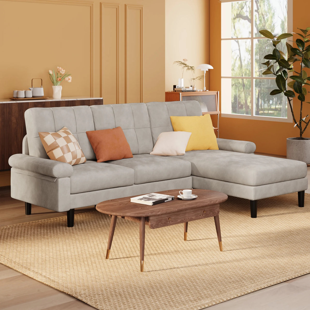Lofka Sectional Couch, Convertible L Shaped Couches for Living Room, Upgraded Sofas for Small Spaces, Black