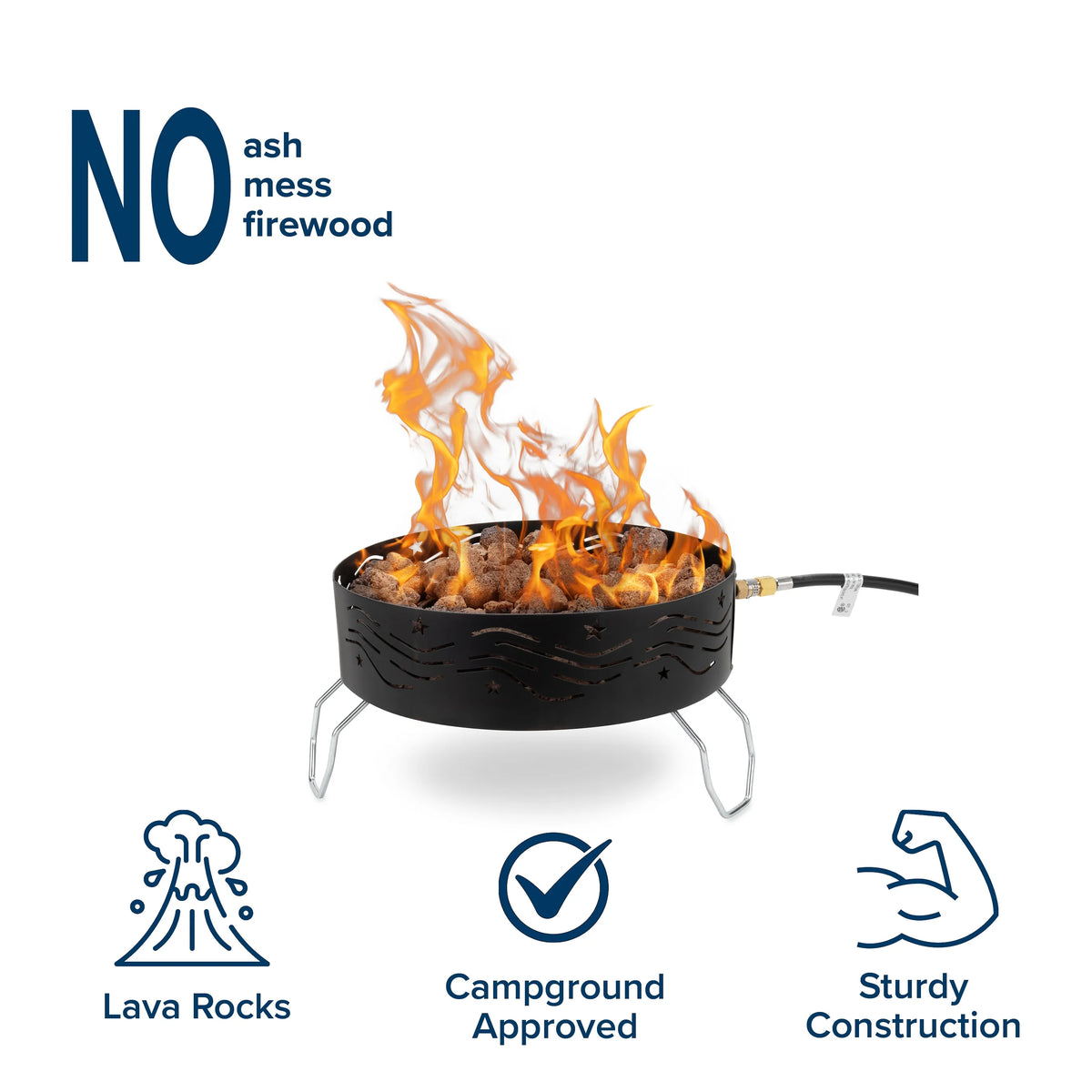 Camco Olympian Big Red Campfire, Approved for RV Campgrounds, Includes 10-Foot Propane Hose (58035)