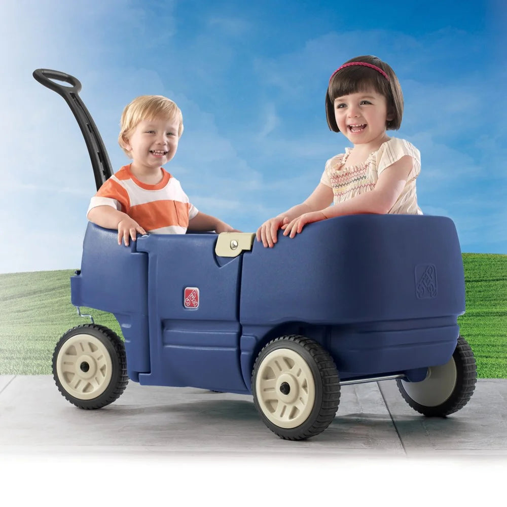 Step2 Wagon for Two Plus Blue Foldable Wagon for Kids with Seats