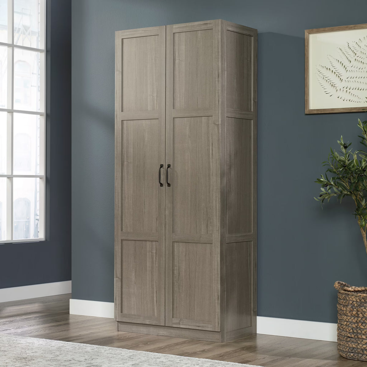 Sauder Select 2 Door Storage Cabinet, Reclaimed Pine Finish