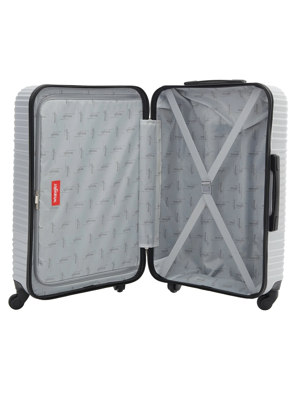Wrangler 4 Pc Hardside Spinner Luggage Set with 20" & 25" Suitcases and Packing Cubes, Black