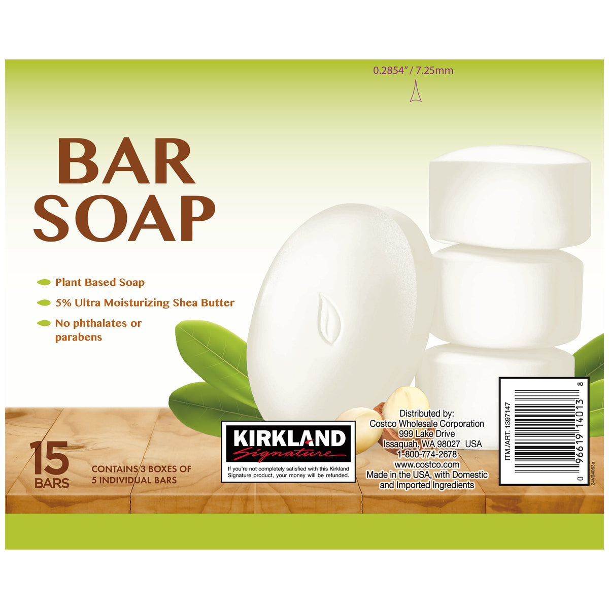 Kirkland Signature Bar Soap with Shea Butter, 15 Bars