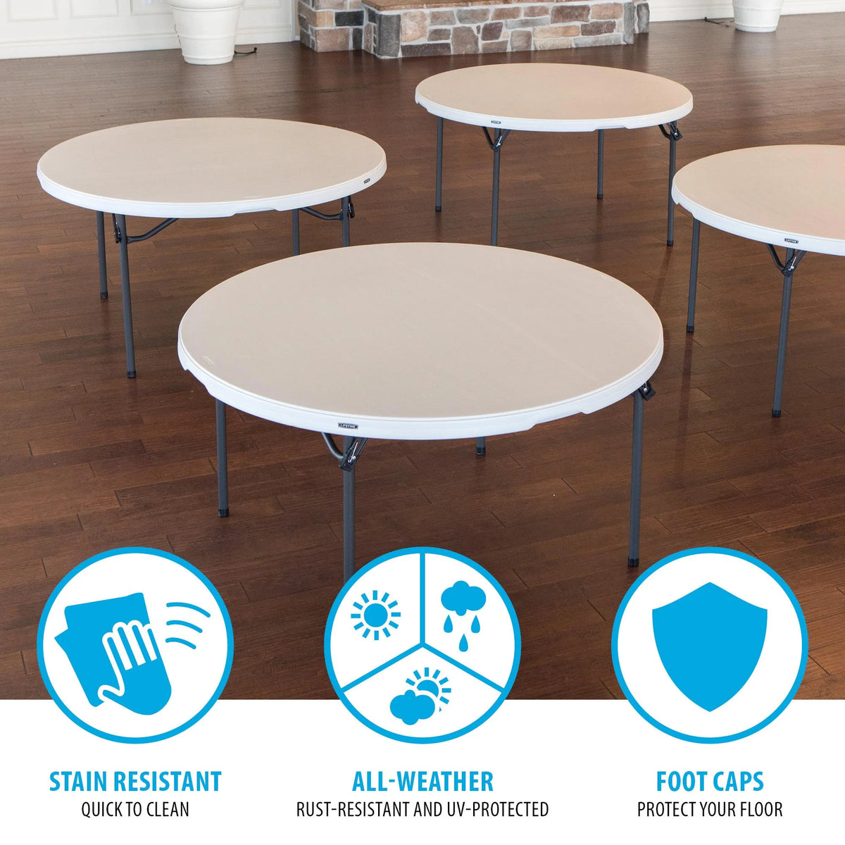 Lifetime (15) 60 in. White Round Tables and Cart Combo - 80441