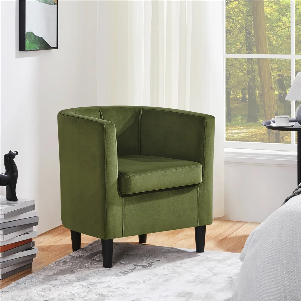 Yaheetech Upholstered Barrel-shaped Accent Chair for Living Room, Beige