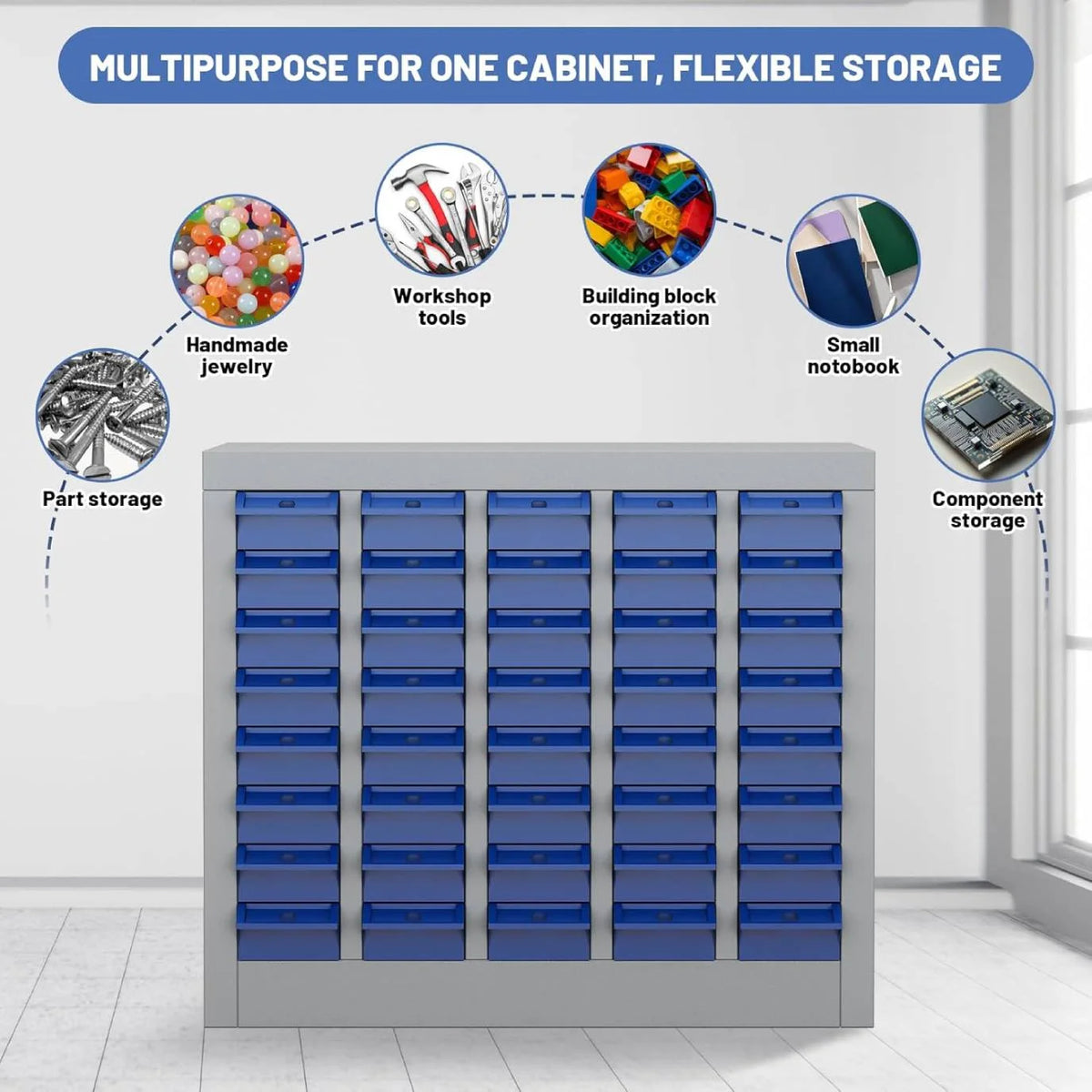 Reykilor 100 Drawers Small Parts Cabinet Bolt and Nut Tool Storage Cabinet Hardware Organizer Electronic Component Sorting Storage