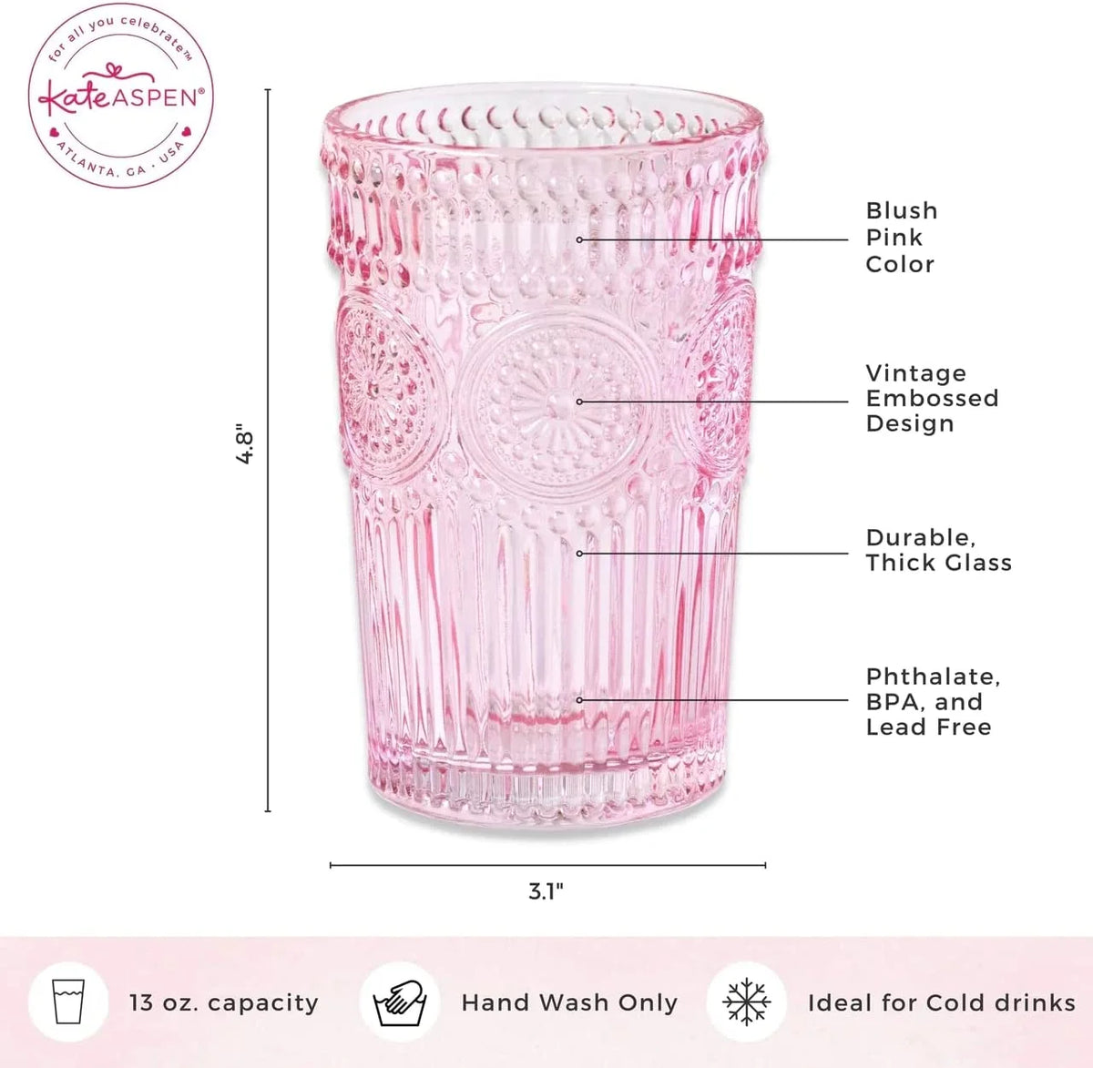 Vintage Textured Amber Striped Drinking Glasses Set of 24, (13 oz) Ribbed Glassware with Flower Design | Cocktail Set, Juice Glass, Water Tumbler