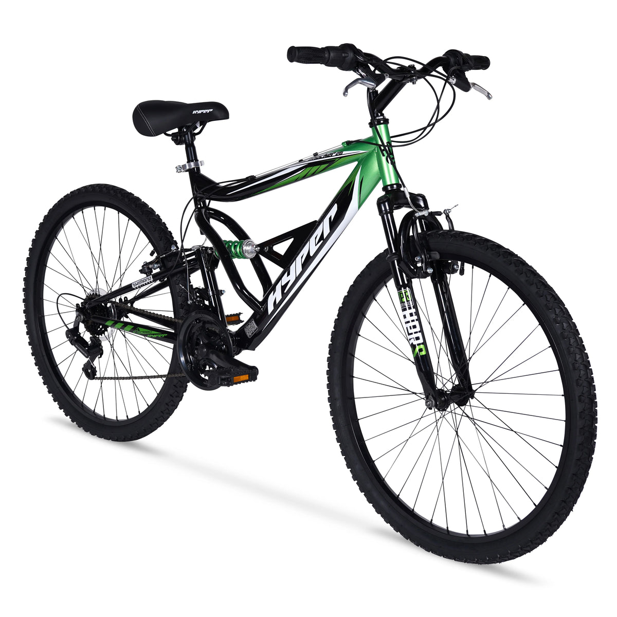 Hyper Bicycles Men's 26" Shocker Mountain Bike, Black/Green