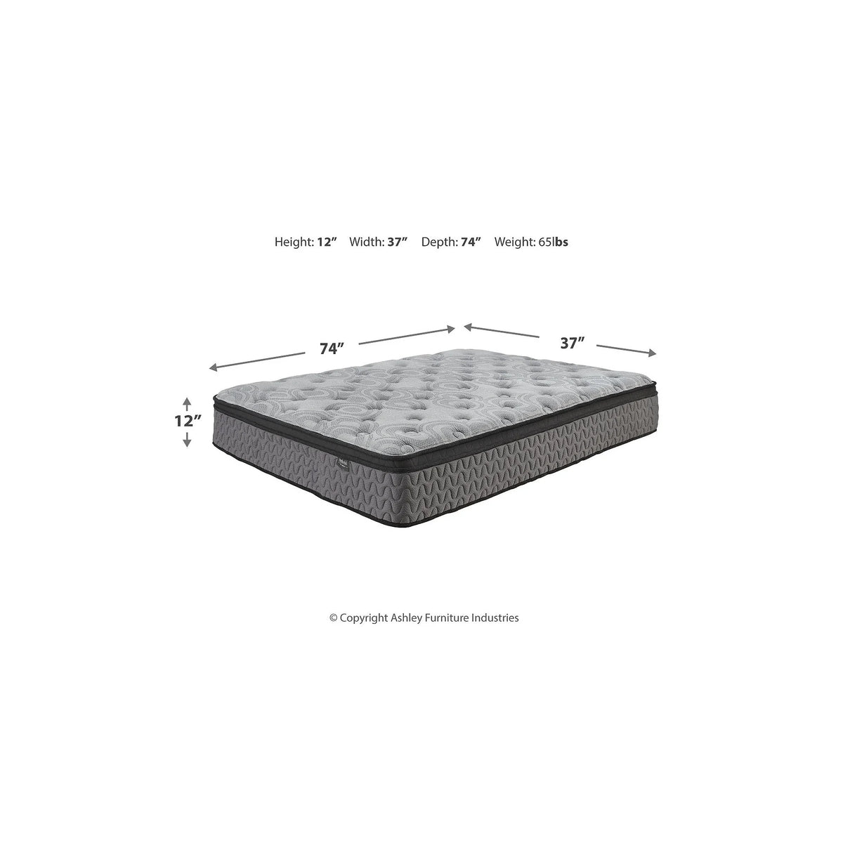 Signature Design by Ashley  Comfort Plus Twin Mattress, Gray