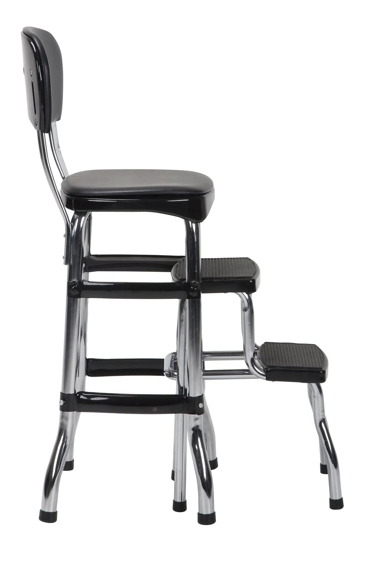 COSCO Stylaire Retro Chair + Step Stool with sliding steps, Black