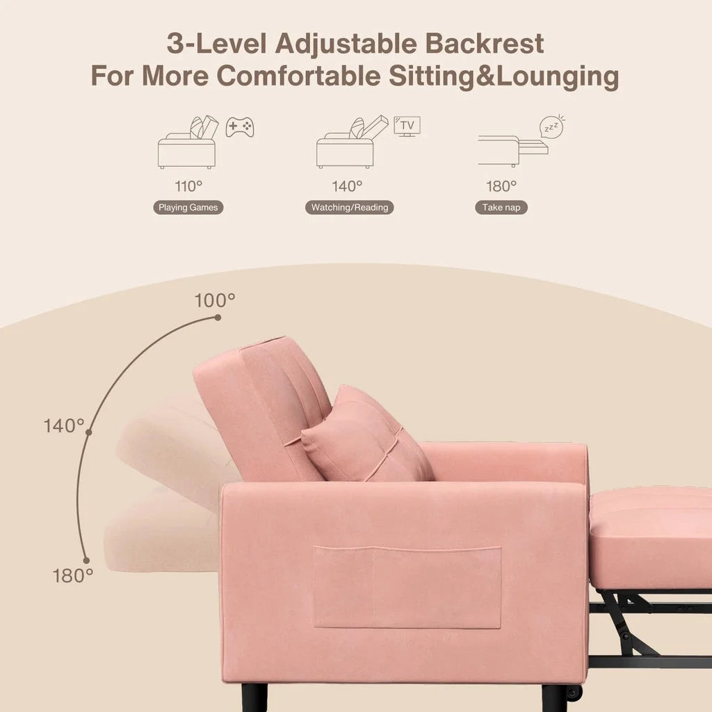 Convertible Sleeper Chair, Aiho 3-in-1 Convertible Sofa Bed Recliner Chair with Pull Out Couch - Dark Gray