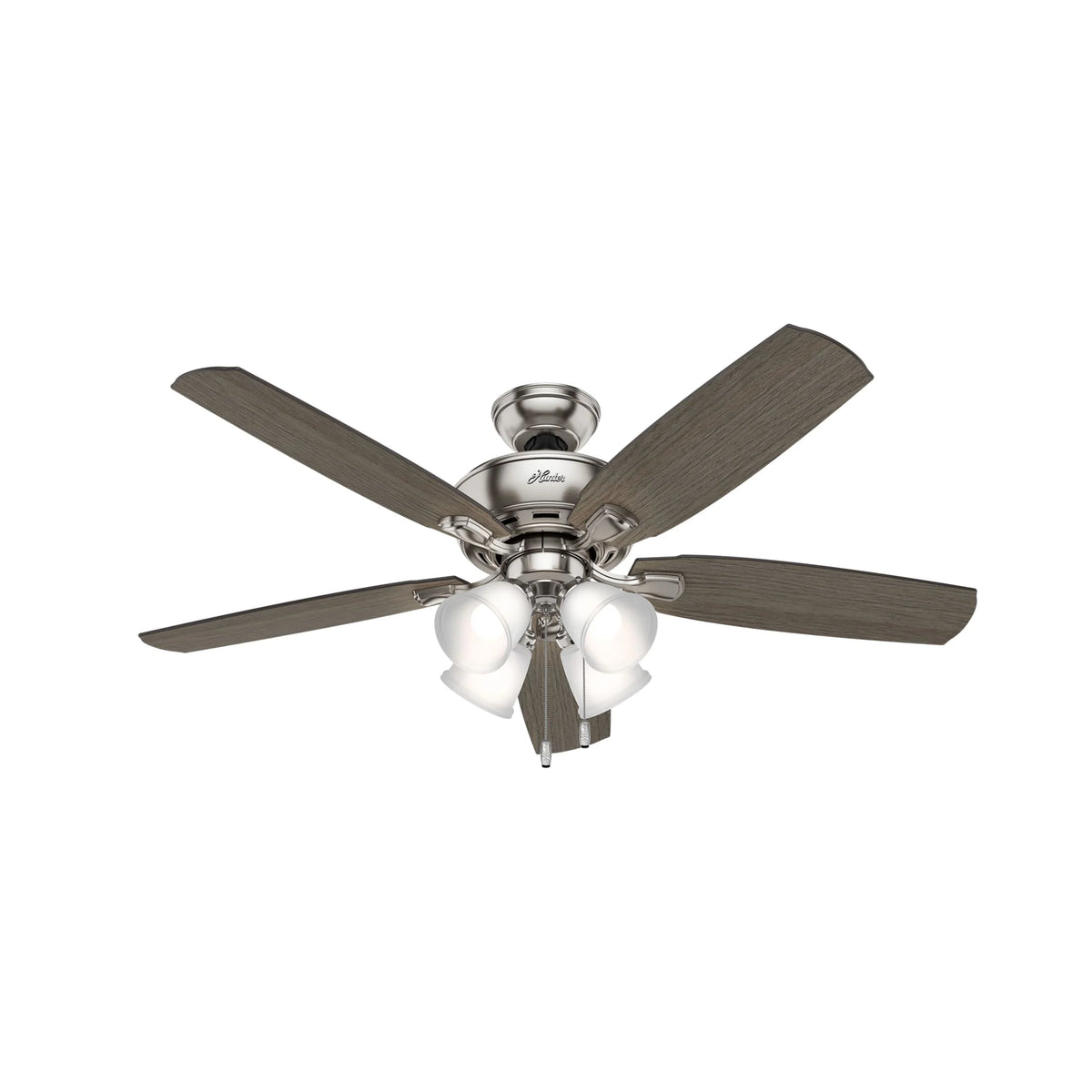Hunter - Amberlin Indoor Ceiling Fan With Light, 52-inch, Brushed Nickel, Casual-style, 3-speed WhisperWind Motor, 53216, for Living Rooms, Bedrooms