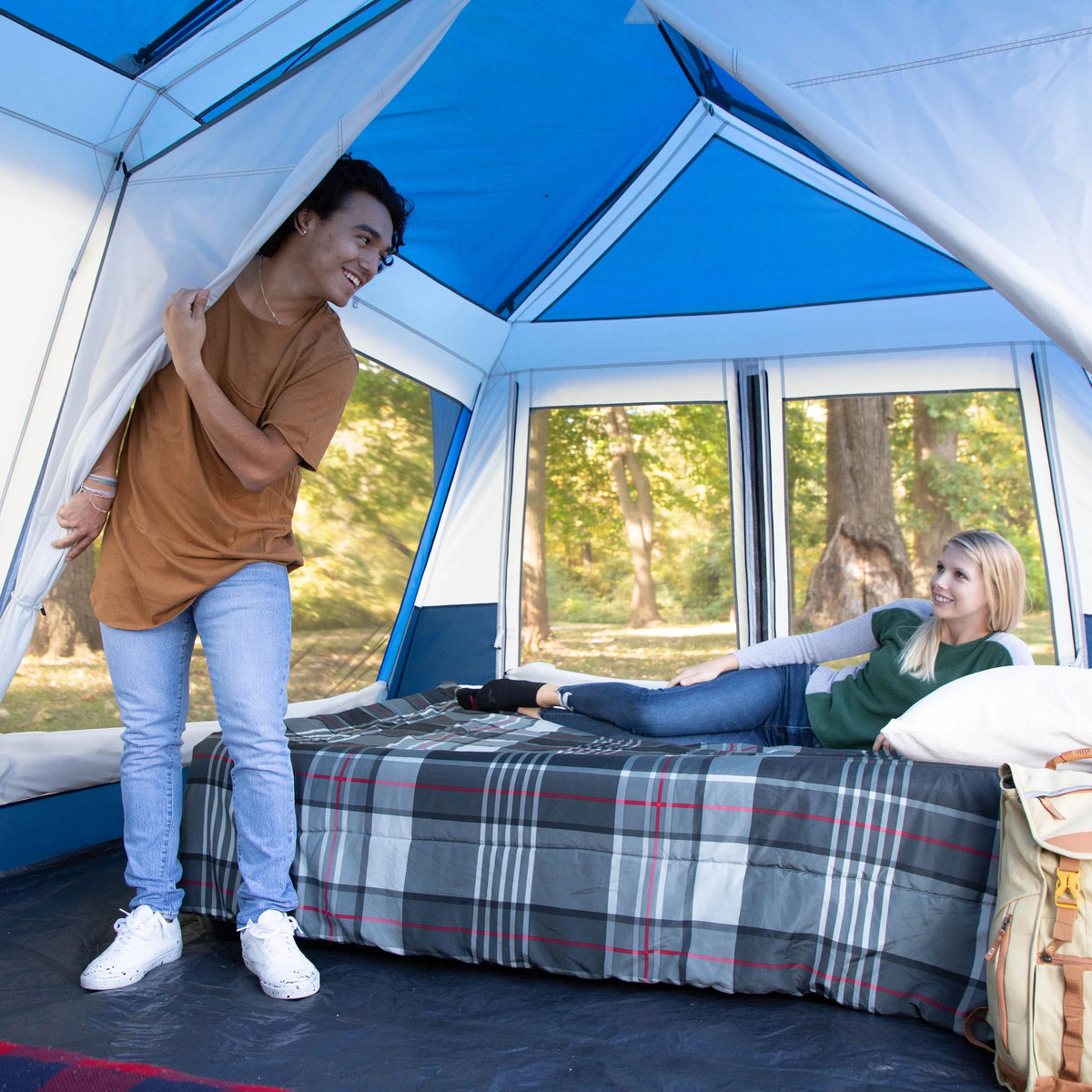 Ozark Trail 8' x 7' 4-Person Instant Cabin Tent with LED Lighted Hub, 19 lbs