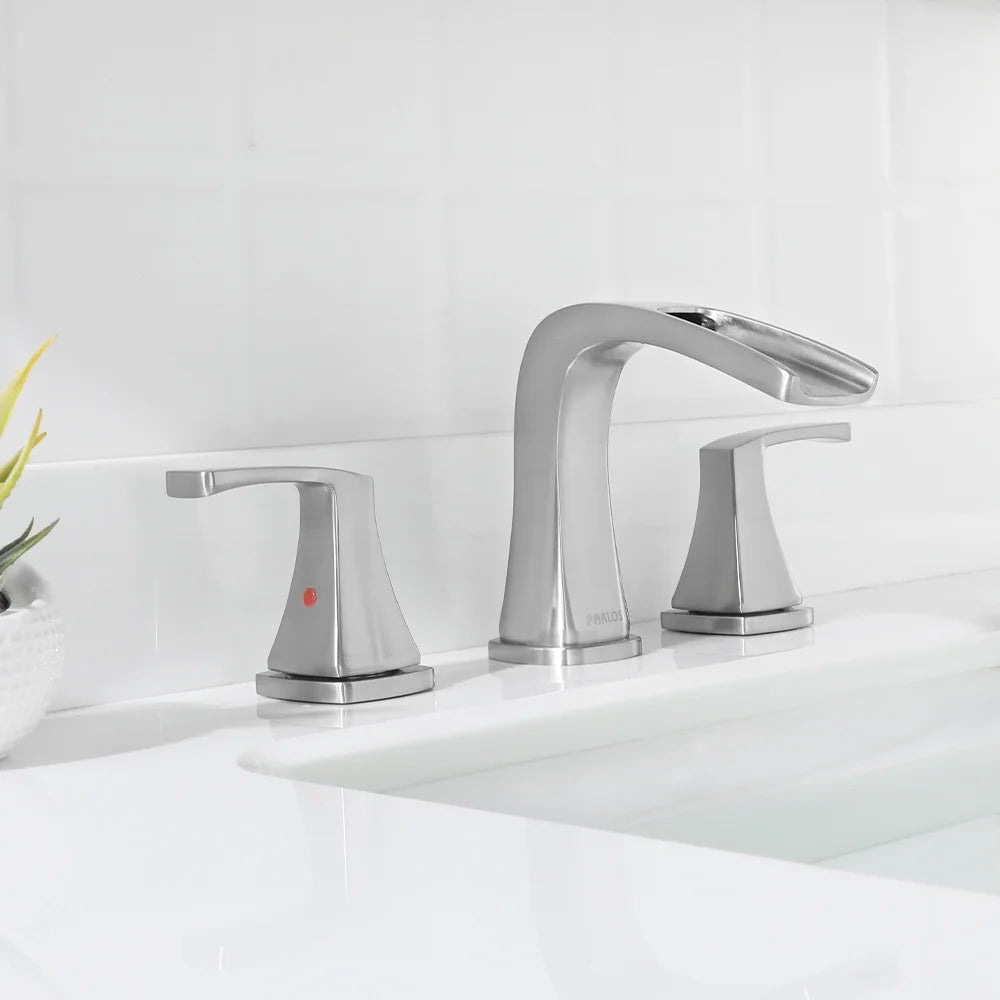 PARLOS Waterfall Widespread Two Handles Bathroom Sink Faucet , Polished Chrome