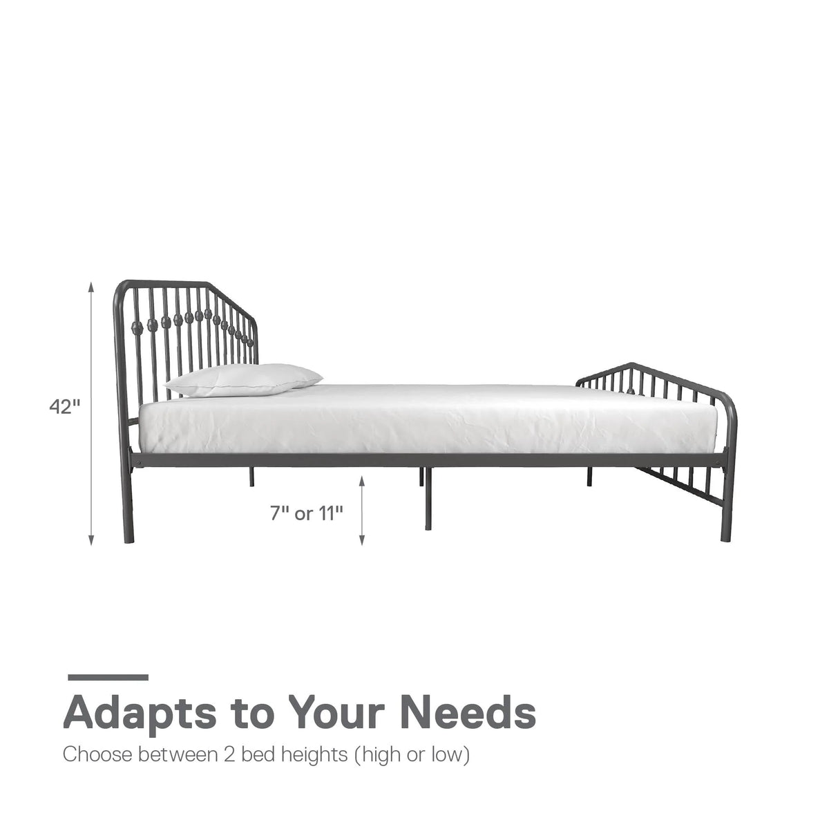 Novogratz Bushwick Metal Bed, Queen, Gunmetal Gray