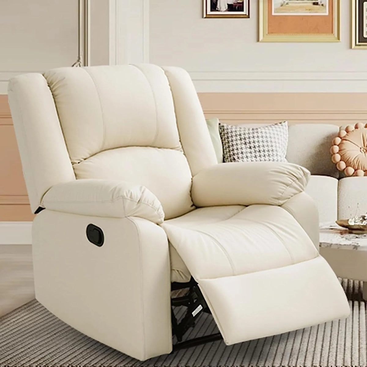Fairyland PU Leather Ergonomic Recliner, Adjustable Seat Back and Footrest, Quick Installation, Brown