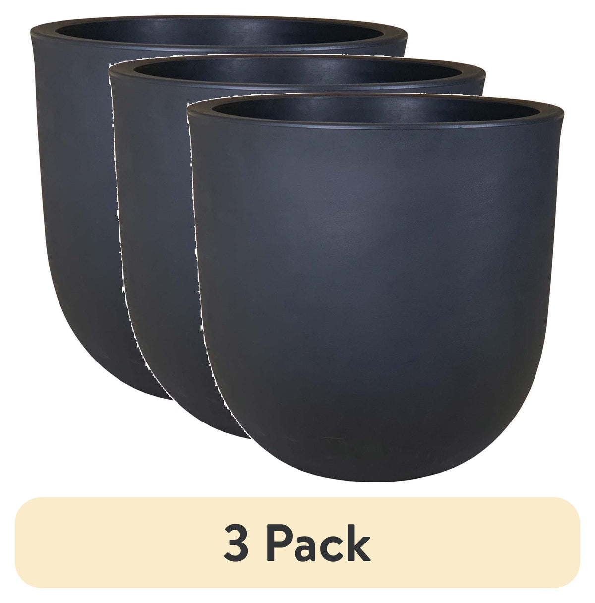 (3 pack) Better Homes & Gardens 18in Mosswood Resin Planter, Matte Black