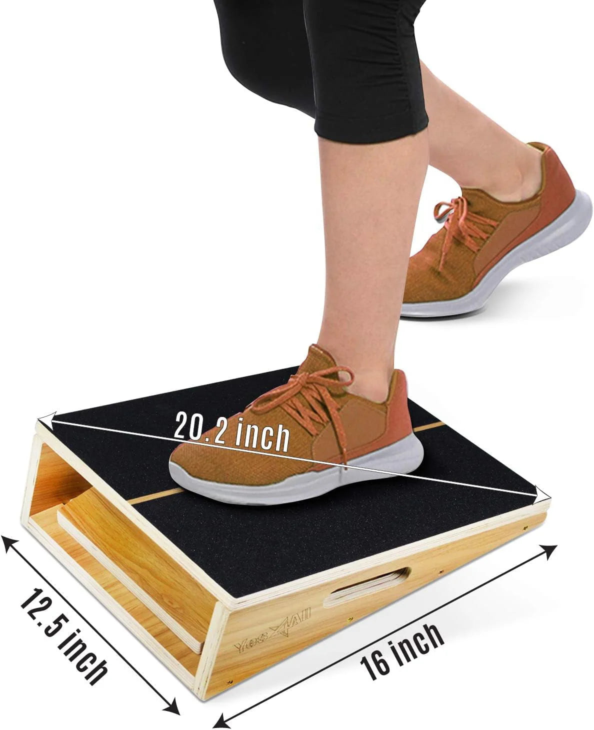 Yes4All Professional Wooden Slant Board, Adjustable Incline Board with Anti-Slip Surface for Calf Stretching - Extra Side-Handle Design for Portability (Full Coverage)