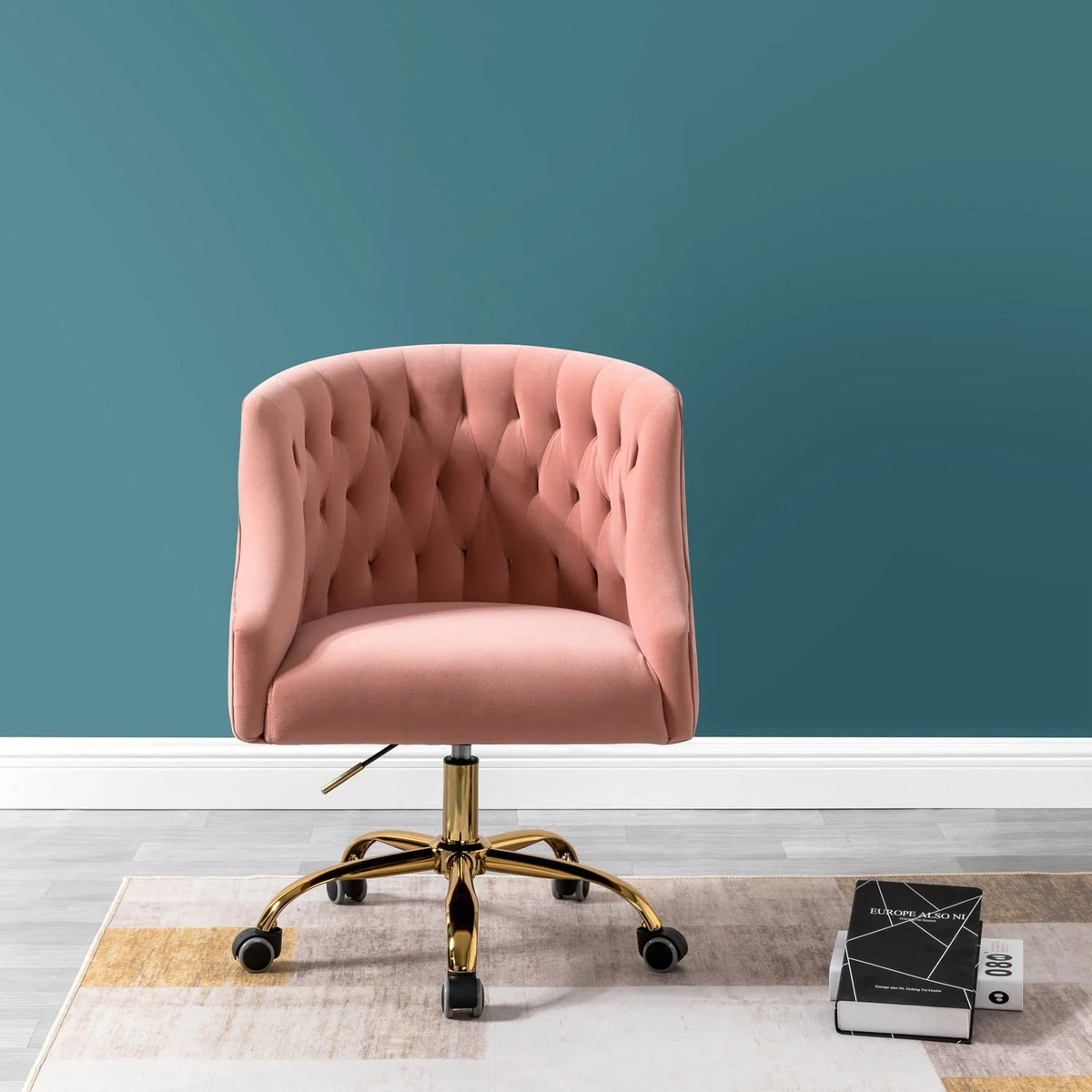 14 Karat Home Lydia 15 in Task Chairs with Swivel, 250 lbs, Pink