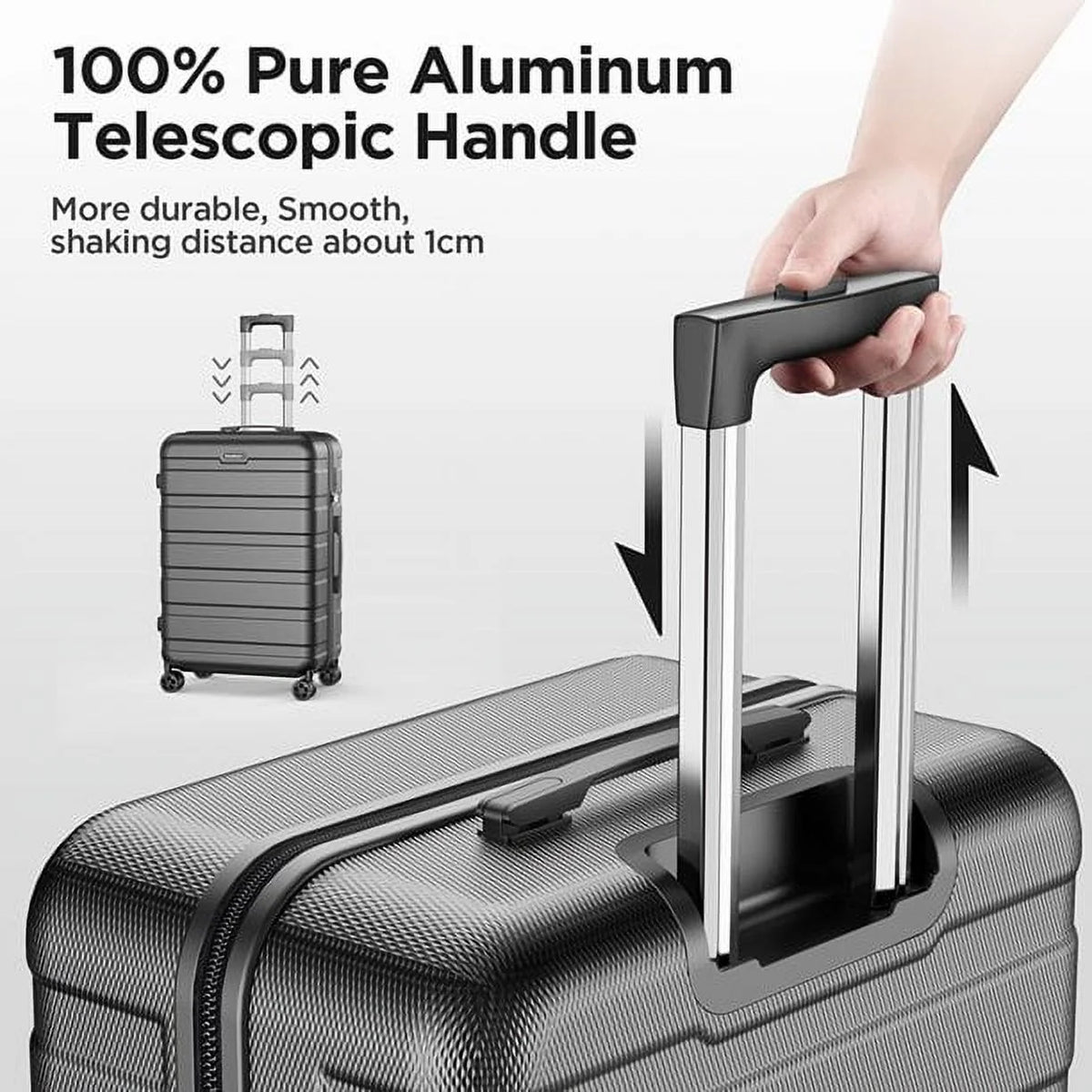 11Pcs Luggage Sets, ABS Hardshell Suitcase w/ Dual 360° Spinner Wheels & TSA Lock, Lightweight Durable Hardside Carry on Luggage for Travel, Deep Black