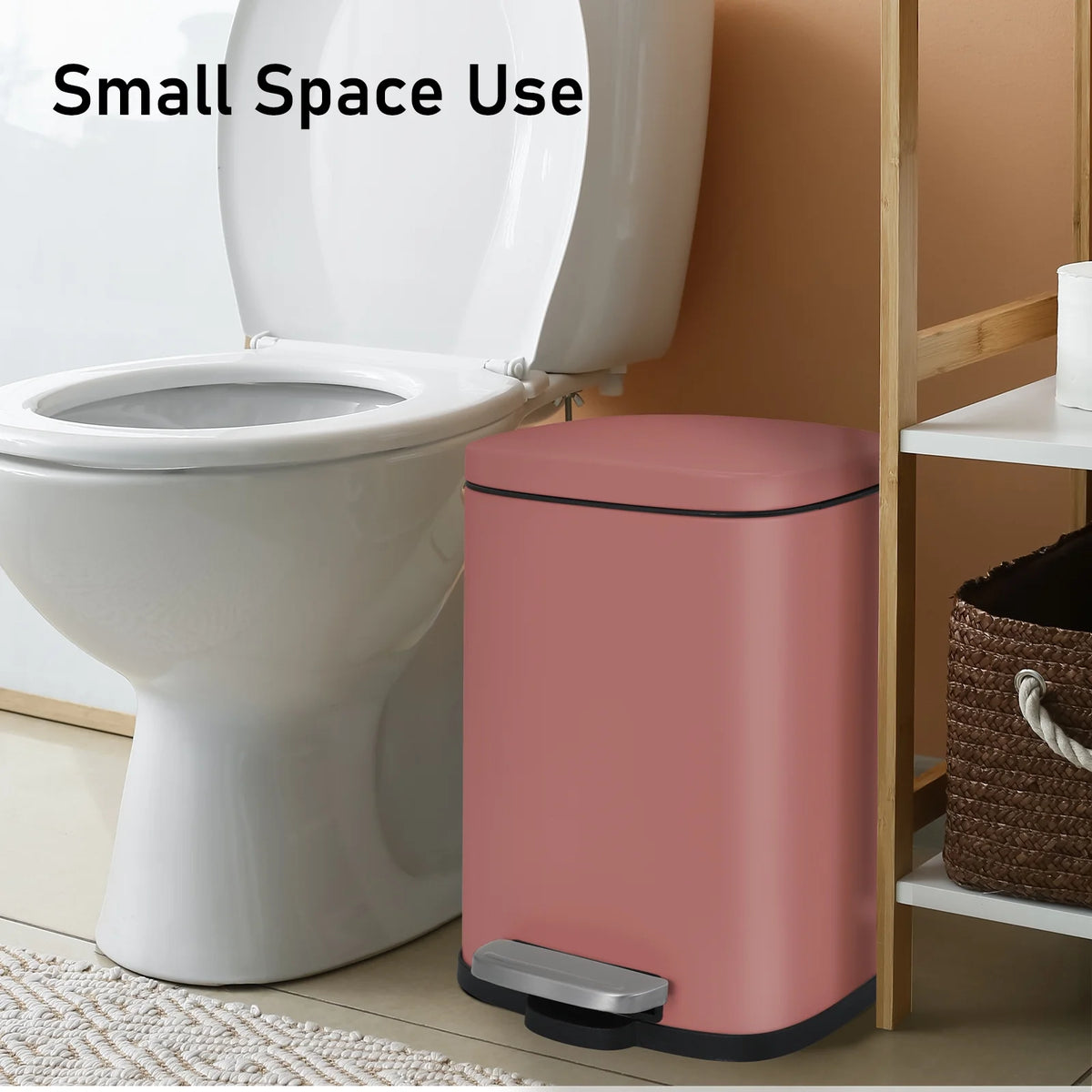 LAZY BUDDY 13.2 Gallon Stainless Steel Kitchen Trash Can with 1.3 Gallon Mini Trash Can, Rectangular Step Garbage Can with Lid