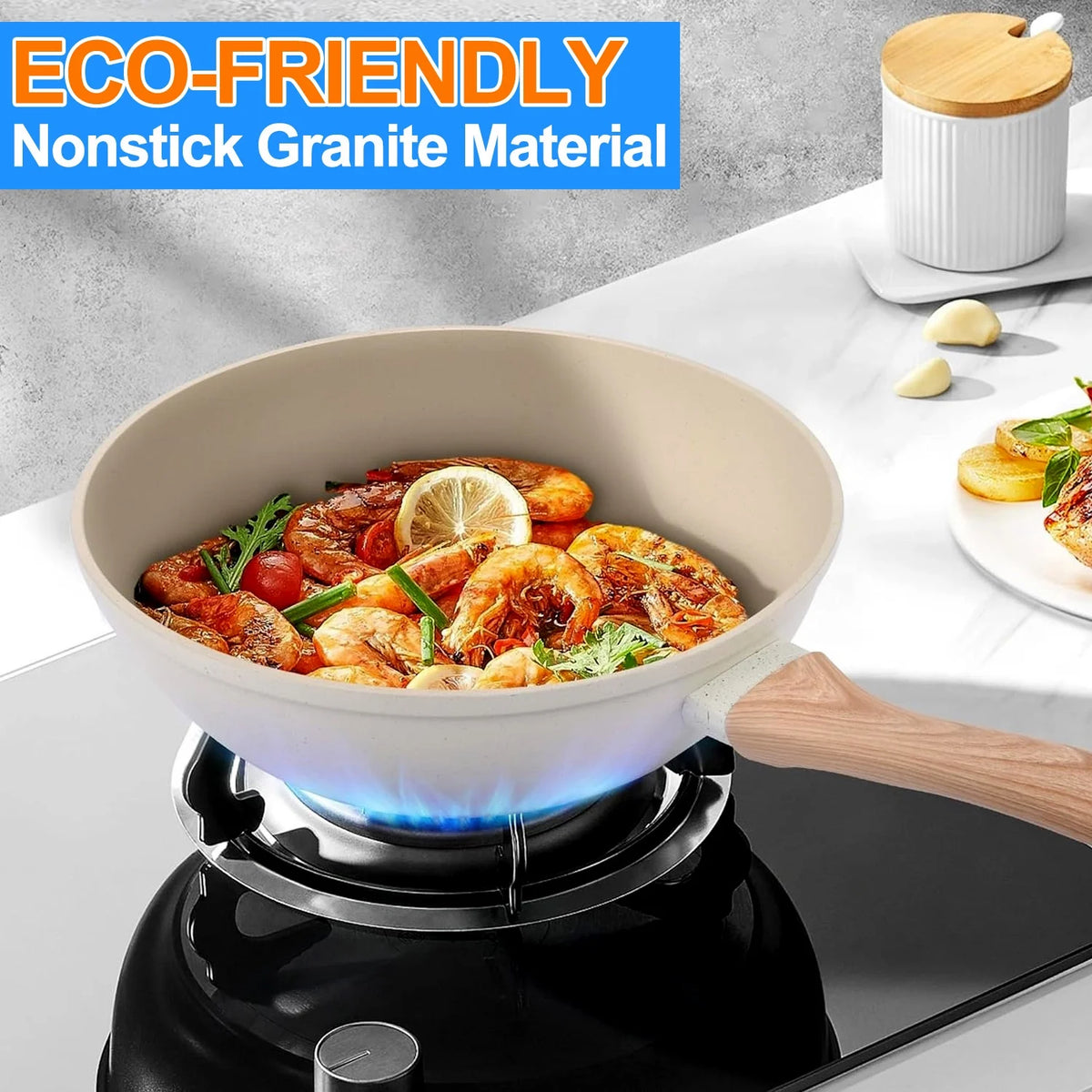 Kitchen Cookware Sets, Nonstick Pots and Pans Set, Induction Cookware, 19 Pcs