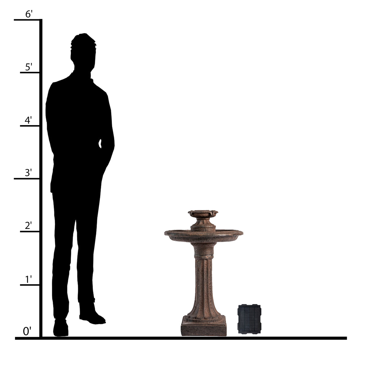 XBrand 28" Solar Water Fountain, 1-Tier, Outdoor Birdbath, Brown Resin, With Solar Panel, Solar Pump, Lawn and Garden, Garden Décor, Garden Water Feature
