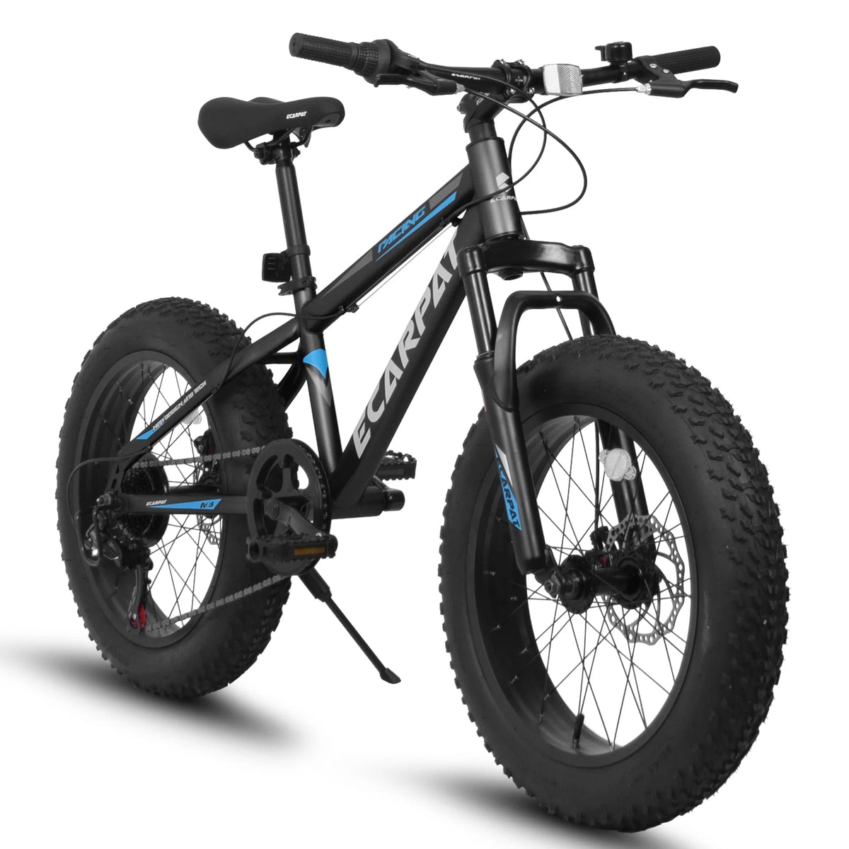 20 Inch Mountain Bike for 7-15 Years Old, 7 Speed Kids Bike with High Carbon Steel Frame, Fat Tire and Dual Disc Brake, Front Suspension Mountain Bicycle Gift for Boys Girls, Grey-Orange