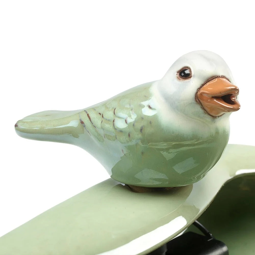 Smart Solar Black Clay Ceramic Bird Solar Fountain