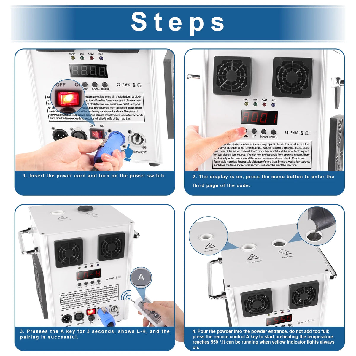 4 Pack 700W Cold Spark Machine DMX Stage Effect Machine for Stage DJ Disco Wedding # Black